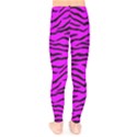 Hot Neon Pink and Black Tiger Stripes Kids  Legging View2