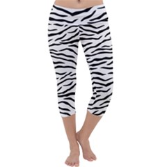 Black And White Tiger Stripes Capri Yoga Leggings