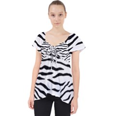 Black And White Tiger Stripes Lace Front Dolly Top by PodArtist