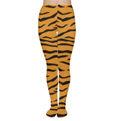 Orange And Black Tiger Stripes Women s Tights by PodArtist