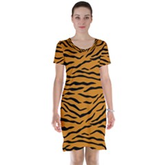 Orange And Black Tiger Stripes Short Sleeve Nightdress by PodArtist