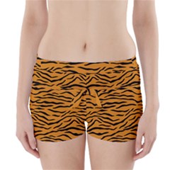 Orange And Black Tiger Stripes Boyleg Bikini Wrap Bottoms by PodArtist