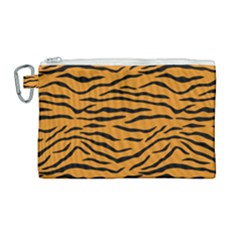 Orange And Black Tiger Stripes Canvas Cosmetic Bag (large) by PodArtist