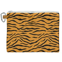 Orange And Black Tiger Stripes Canvas Cosmetic Bag (xxl) by PodArtist