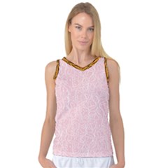 Elios Shirt Faces In White Outlines On Pale Pink Cmbyn Women s Basketball Tank Top by PodArtist