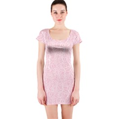 Elios Shirt Faces In White Outlines On Pale Pink Cmbyn Short Sleeve Bodycon Dress by PodArtist