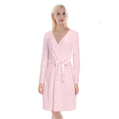 Elios Shirt Faces In White Outlines On Pale Pink Cmbyn Long Sleeve Velvet Front Wrap Dress by PodArtist