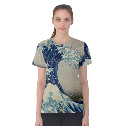 The Classic Japanese Great Wave Off Kanagawa By Hokusai Women s Cotton Tee by PodArtist