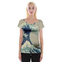 The Classic Japanese Great Wave Off Kanagawa By Hokusai Cap Sleeve Tops by PodArtist