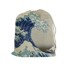 The Classic Japanese Great Wave Off Kanagawa By Hokusai Drawstring Pouches (extra Large) by PodArtist