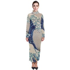The Classic Japanese Great Wave Off Kanagawa By Hokusai Turtleneck Maxi Dress by PodArtist
