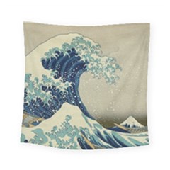 The Classic Japanese Great Wave Off Kanagawa By Hokusai Square Tapestry (small) by PodArtist