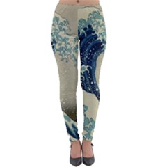 The Classic Japanese Great Wave Off Kanagawa By Hokusai Lightweight Velour Leggings by PodArtist