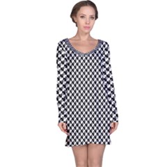 Black And White Checkerboard Weimaraner Long Sleeve Nightdress by PodArtist