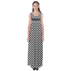 Black And White Checkerboard Weimaraner Empire Waist Maxi Dress