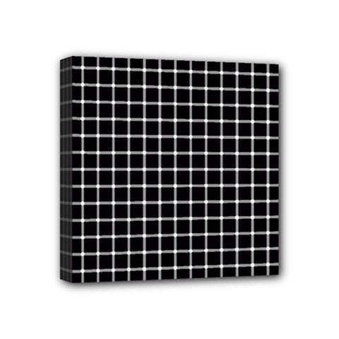 Black And White Optical Illusion Dots And Lines Mini Canvas 4  X 4  by PodArtist