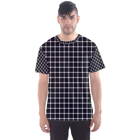 Black And White Optical Illusion Dots And Lines Men s Sports Mesh Tee by PodArtist