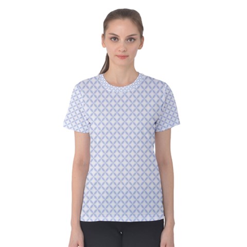 Alice Blue Quatrefoil In An English Country Garden Women s Cotton Tee by PodArtist