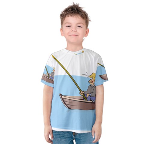 Fishing Fish Fisherman Boat Mare Kids  Cotton Tee by Sapixe