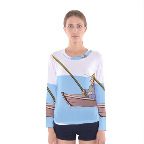 Fishing Fish Fisherman Boat Mare Women s Long Sleeve Tee by Sapixe