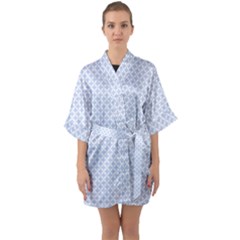 Alice Blue Quatrefoil In An English Country Garden Quarter Sleeve Kimono Robe by PodArtist