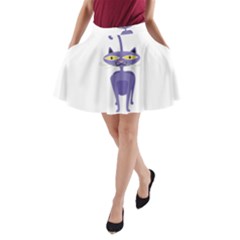 Cat Clipart Animal Cartoon Pet A-line Pocket Skirt