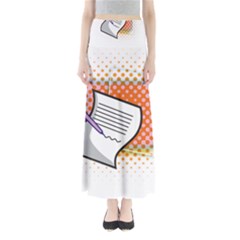 Letter Paper Note Design White Full Length Maxi Skirt by Sapixe