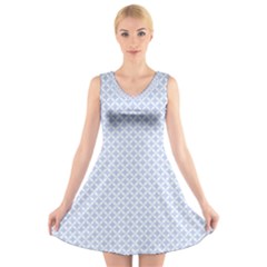 Alice Blue Hearts In An English Country Garden V-neck Sleeveless Dress by PodArtist