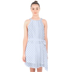 Alice Blue Hearts In An English Country Garden Halter Collar Waist Tie Chiffon Dress