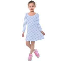 Alice Blue Hearts In An English Country Garden Kids  Long Sleeve Velvet Dress