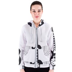 Guitar Abstract Wings Silhouette Women s Zipper Hoodie by Sapixe