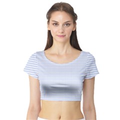 Alice Blue Hearts In An English Country Garden Short Sleeve Crop Top