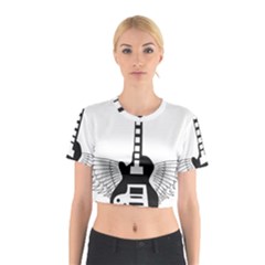 Guitar Abstract Wings Silhouette Cotton Crop Top by Sapixe