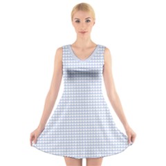 Alice Blue Hearts In An English Country Garden V-neck Sleeveless Dress by PodArtist