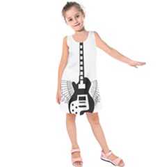 Guitar Abstract Wings Silhouette Kids  Sleeveless Dress by Sapixe