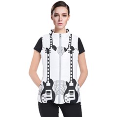 Guitar Abstract Wings Silhouette Women s Puffer Vest