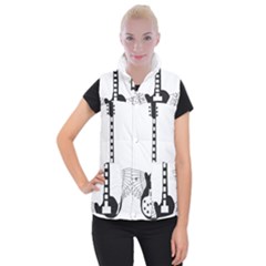 Guitar Abstract Wings Silhouette Women s Button Up Vest by Sapixe