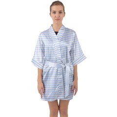 Alice Blue Hearts In An English Country Garden Quarter Sleeve Kimono Robe