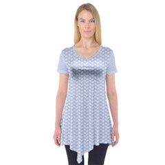 Alice Blue White Kisses In English Country Garden Short Sleeve Tunic 