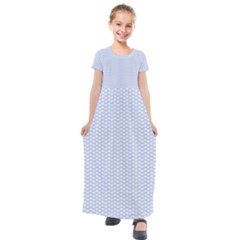 Alice Blue White Kisses In English Country Garden Kids  Short Sleeve Maxi Dress by PodArtist