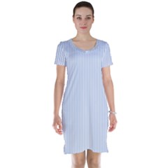 Alice Blue Pinstripe In An English Country Garden Short Sleeve Nightdress by PodArtist