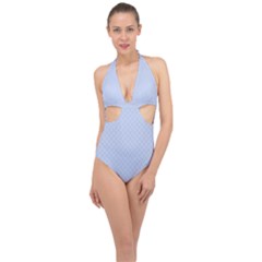 Alice Blue Mini Footpath In English Country Garden  Halter Front Plunge Swimsuit by PodArtist
