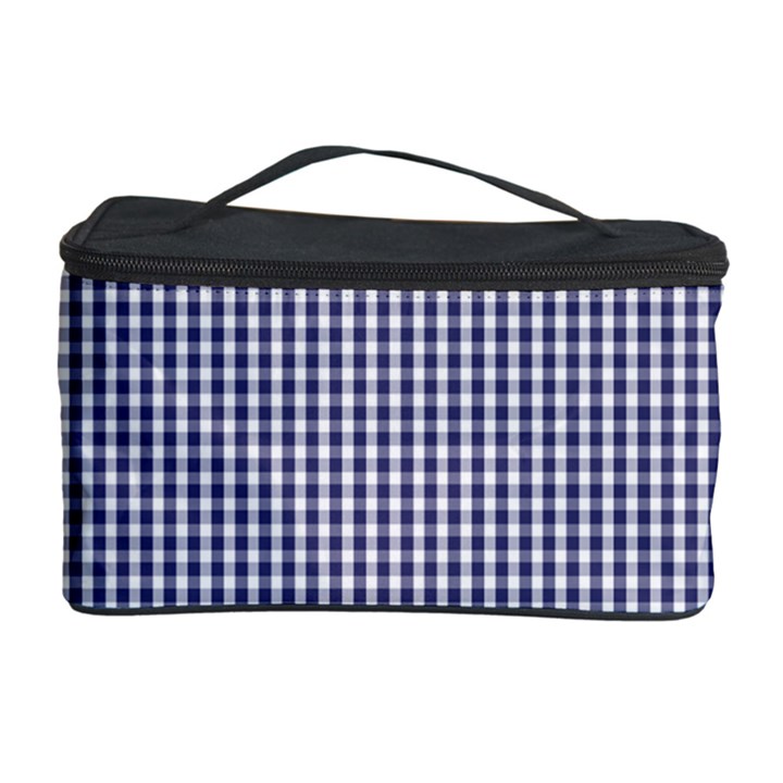 USA Flag Blue and White Gingham Checked Cosmetic Storage Case