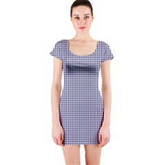 Usa Flag Blue And White Gingham Checked Short Sleeve Bodycon Dress by PodArtist