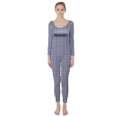 Usa Flag Blue And White Gingham Checked Long Sleeve Catsuit