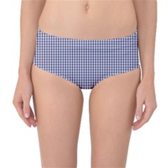 Usa Flag Blue And White Gingham Checked Mid-waist Bikini Bottoms by PodArtist