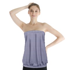 Usa Flag Blue And White Gingham Checked Strapless Top by PodArtist