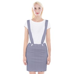 Usa Flag Blue And White Gingham Checked Braces Suspender Skirt by PodArtist