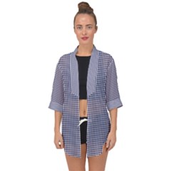 Usa Flag Blue And White Gingham Checked Open Front Chiffon Kimono by PodArtist