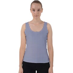 Usa Flag Blue And White Gingham Checked Velvet Tank Top by PodArtist